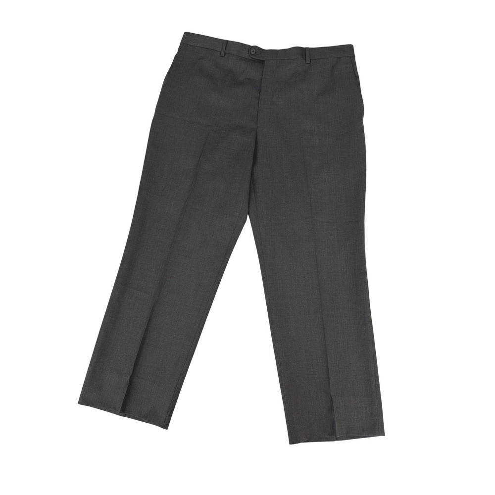 Hickey Freeman Dress Pants Mens 38x28.5 Charcoal Gray Wool Flat Front Slacks